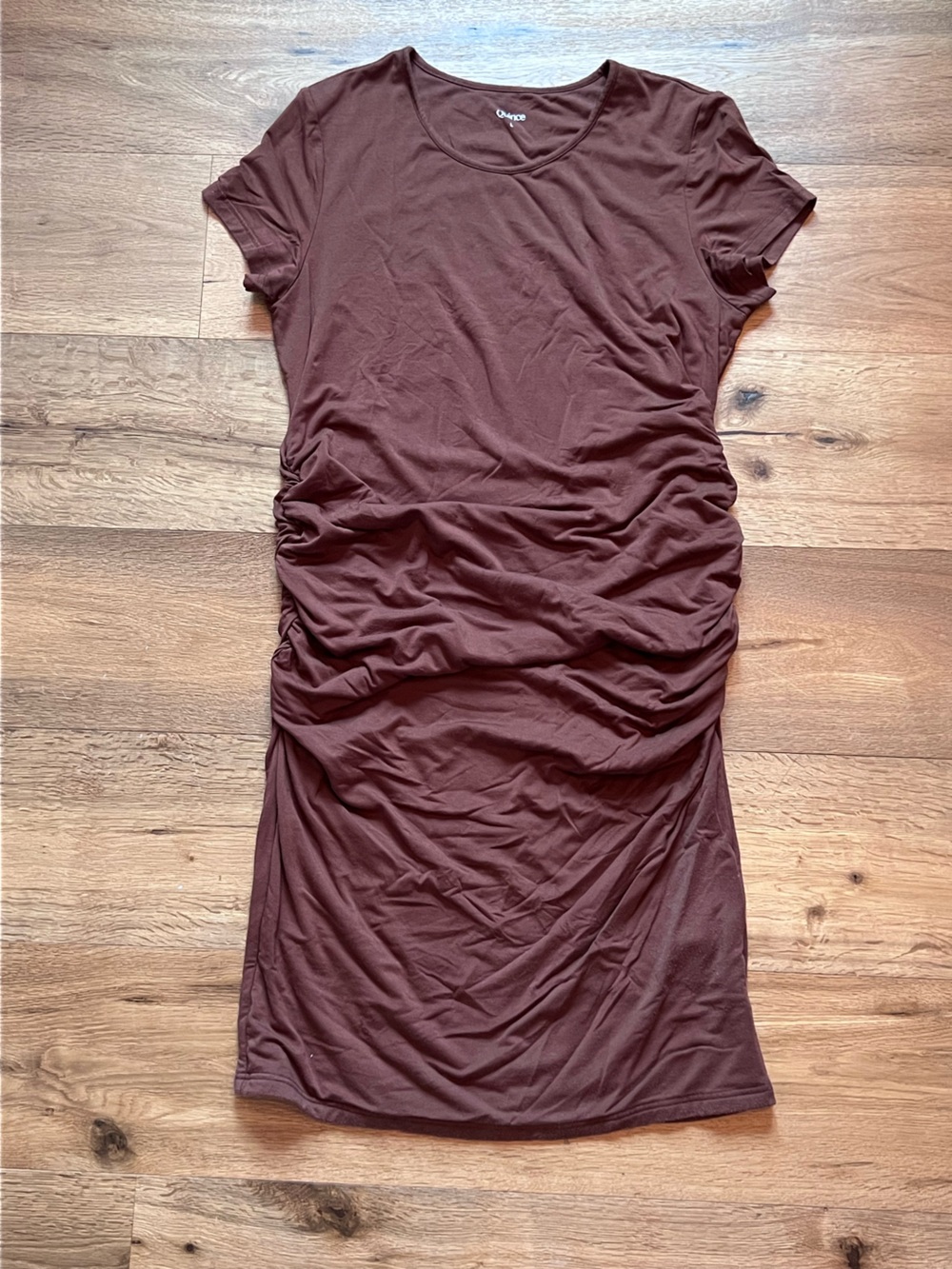 Quince rust brown scoop neck women's maternity bodycon dress